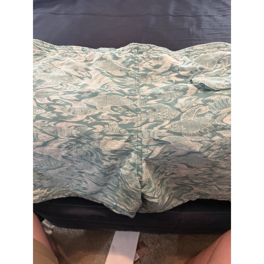 PATAGONIA SWIM SHORTS GREEN OCEAN PATTERN 100% NYLON